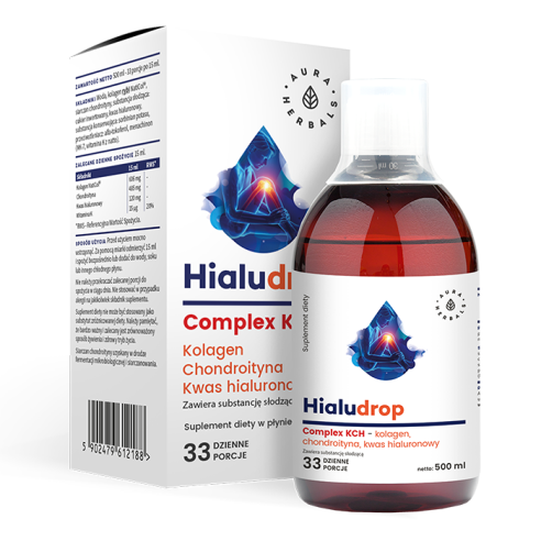 Hialudrop Complex Kch, Kolagen, Chondroityna, Kw. Hialuronowy, Płyn 500 Ml | Aura Herbals